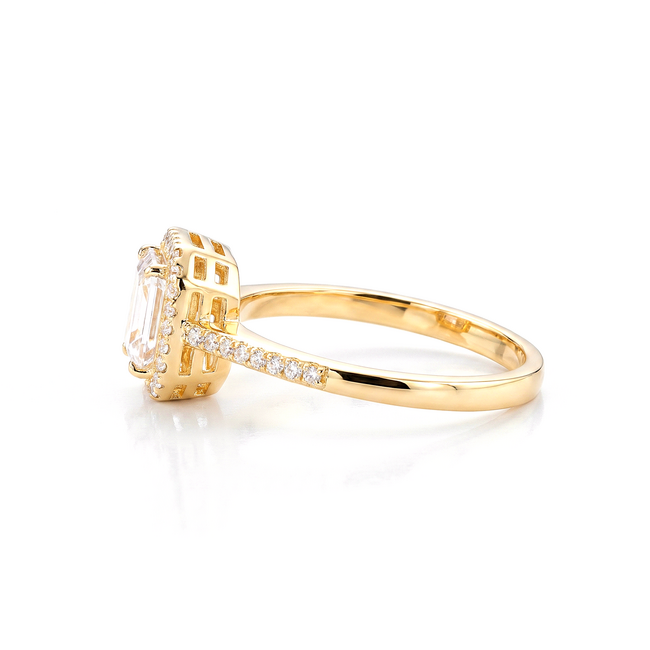 18k geelgouden halo ring met pavé zirkonia