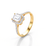 Geelgouden ring met emerald zirkonia en pavé