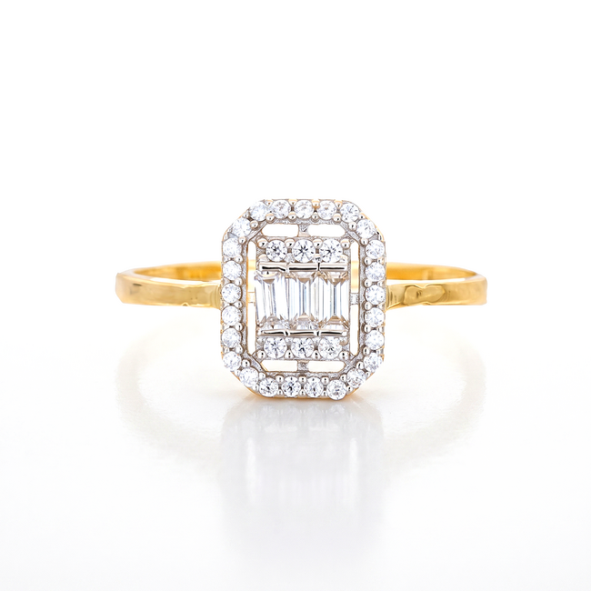 Geelgouden ring met baguette zirkonia