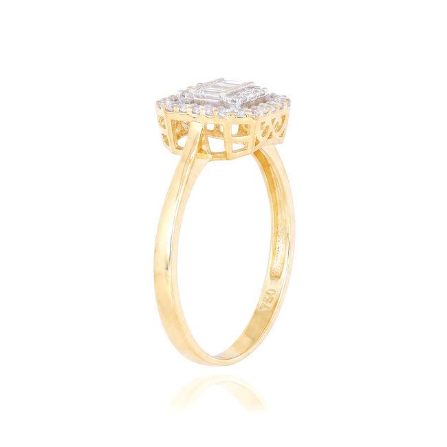 Geelgouden ring met baguette zirkonia