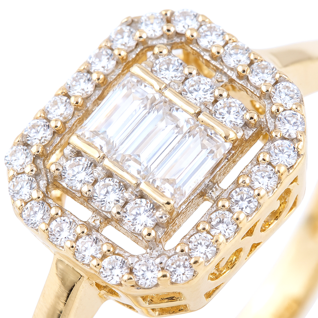 Geelgouden ring met baguette zirkonia