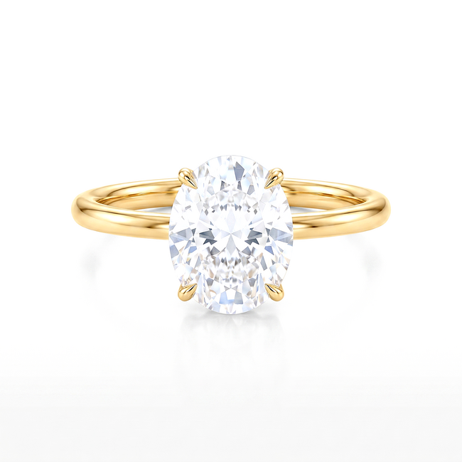 Geelgouden solitaire ring met ovale zirkoni