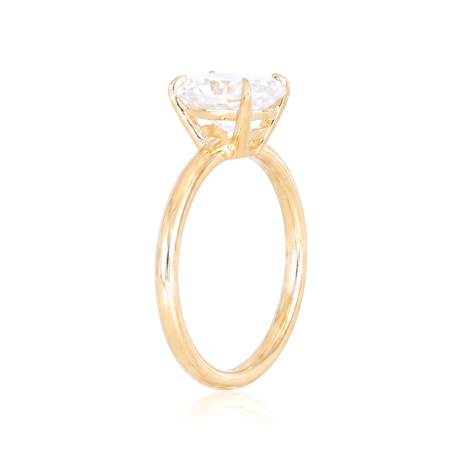 Geelgouden solitaire ring met ovale zirkoni