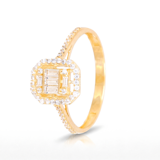Elegante Geometrische Zirkonia Ring Geelgoud