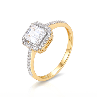 Luxe Gouden Halo Ring Met Emerald Steen