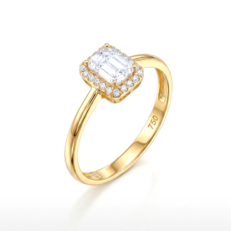 Elegante Gouden Ring Met Emerald Zirkonia