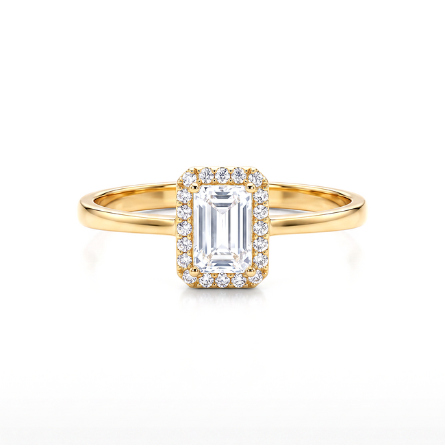 18k gouden ring met emerald cut zirkonia