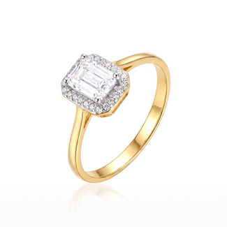 Elegante Solitaire Ring met Emerald Zirkonia
