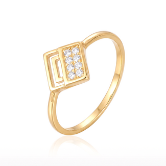 Elegante Geometrische Gouden Ring met Zirkonia