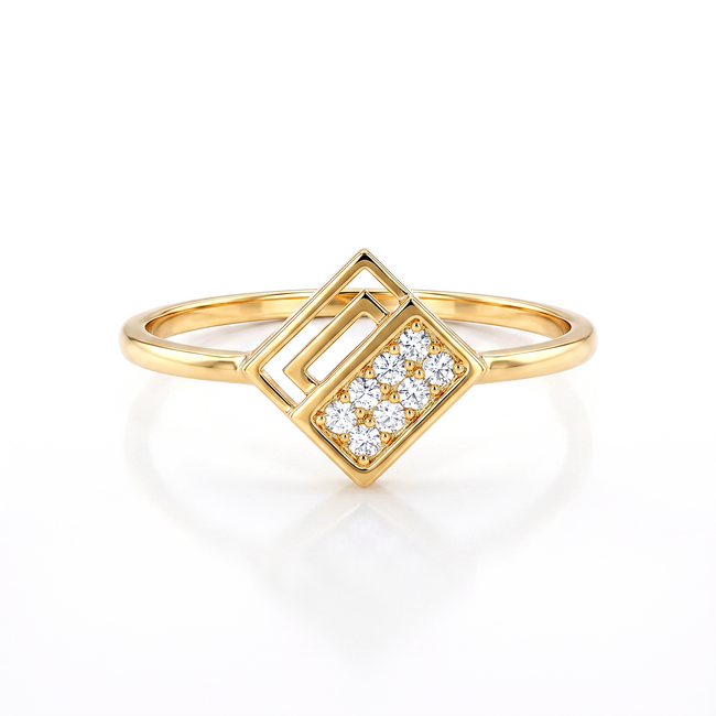 Gouden ring met geometrisch design