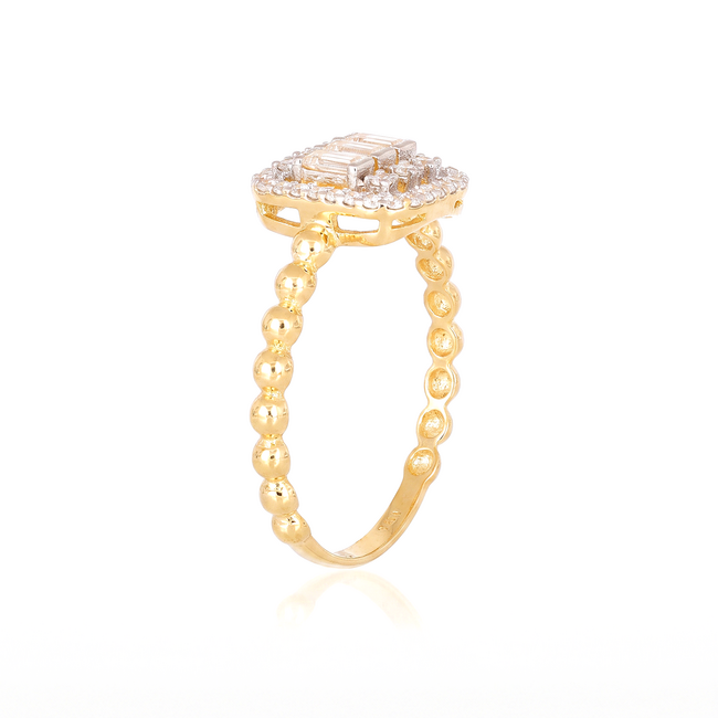 Gouden ring met baguette zirkonia