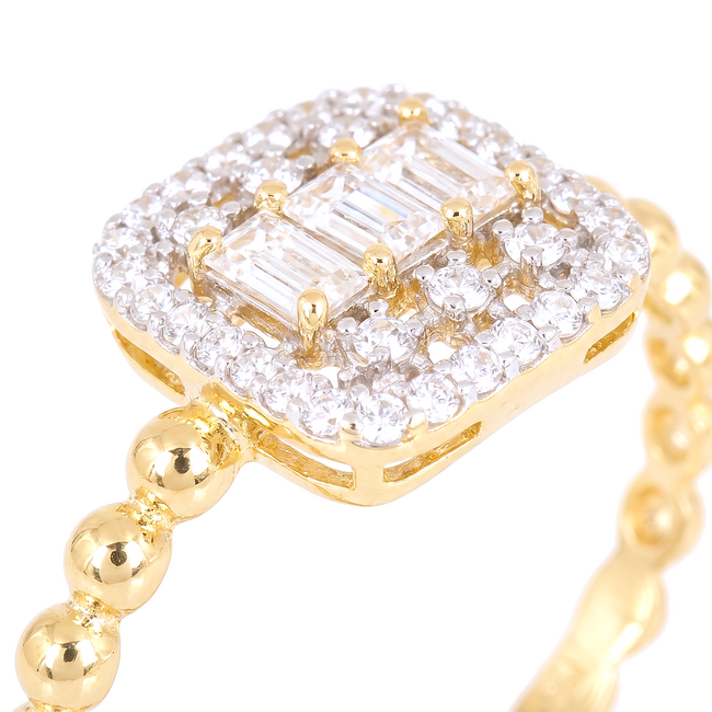 Gouden ring met baguette zirkonia