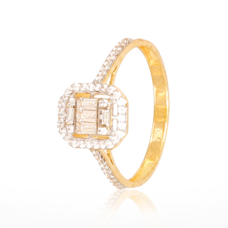 Luxe Gouden Halo Ring met Baguette Zirkonia