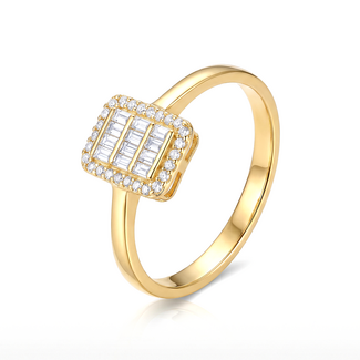 Elegante Baguette Halo Ring met Zirkonia
