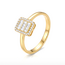 Geelgouden ring met baguette zirkonia’s en halo
