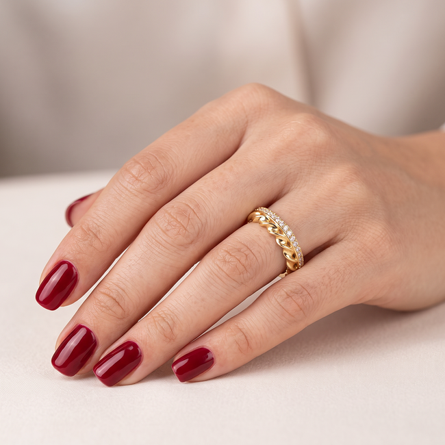 18 karaat gouden ring met gevlochten band