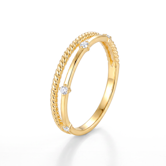 Gouden ring dames gedraaide band