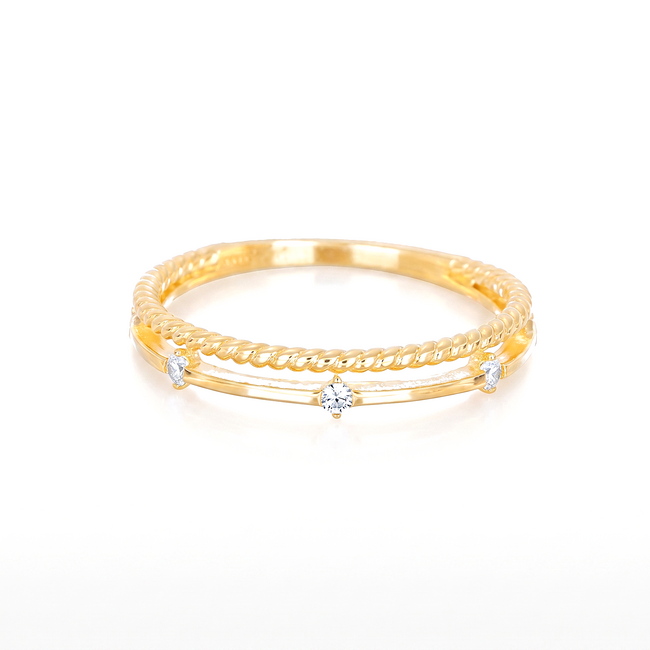18k gouden ring met gedraaide band en zirkonia
