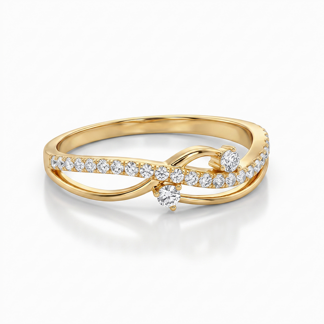 18 karaat gouden ring met vloeiende lijnen