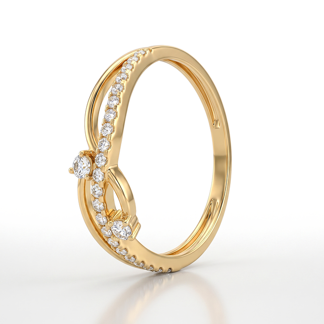 18 karaat gouden ring met vloeiende lijnen