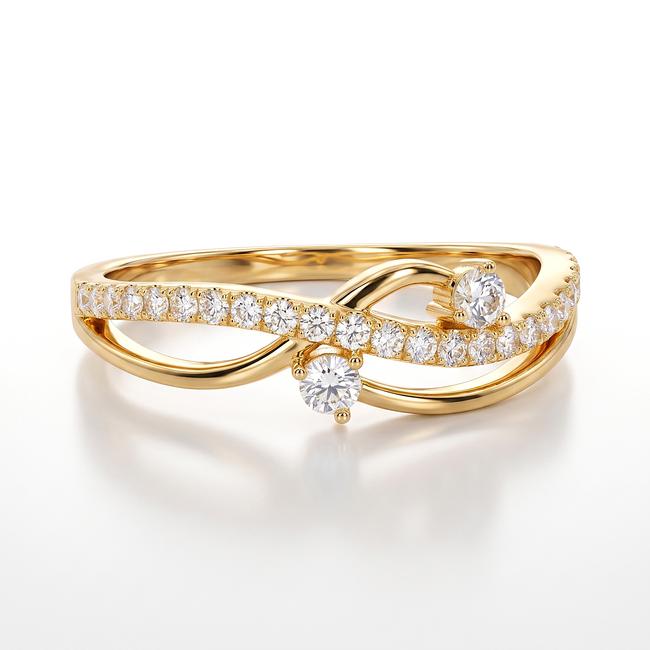 18 karaat gouden ring met vloeiende lijnen