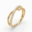18 karaat gouden ring met open band, zirkonia en detail