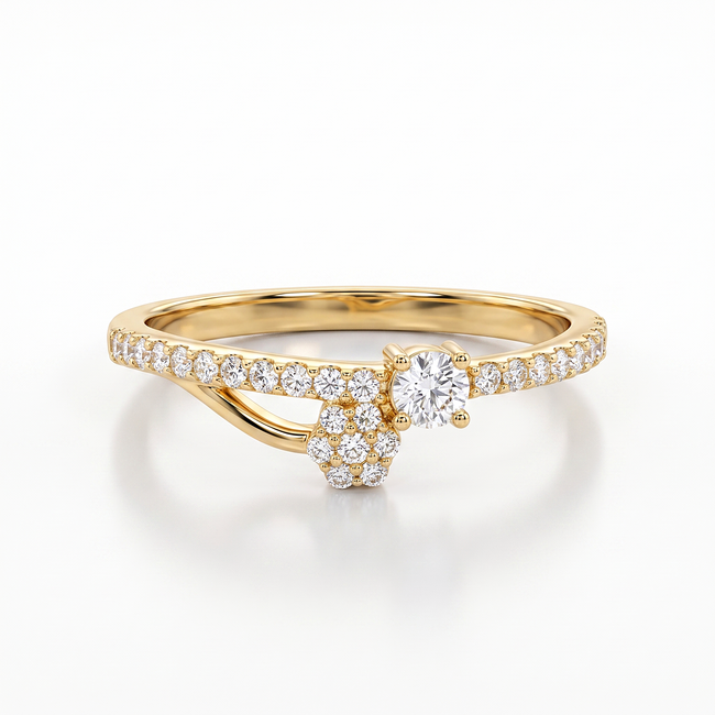 18 karaat gouden dames ring met bloemdetail