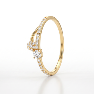 Gouden ring dames bloem en steen
