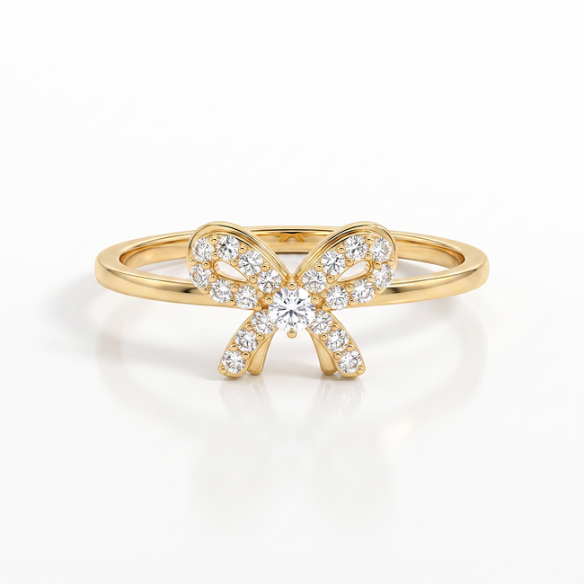 18k gouden dames ring met vlinder en zirkonia