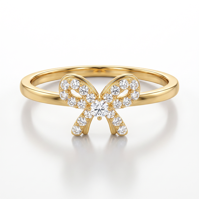 18k gouden dames ring met vlinder en zirkonia