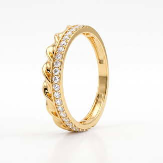 Gouden ring dames gevlochten band