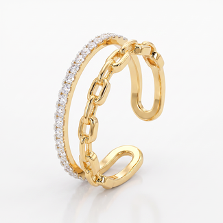 Gouden ring dames schakel met zirkonia