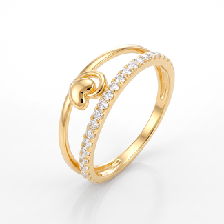 Gouden ring dames hartje met zirkonia
