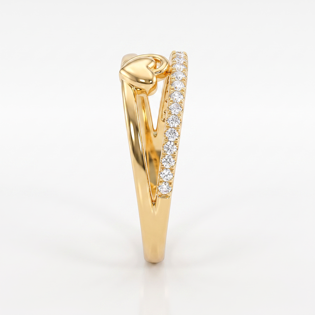 18k gouden ring met hartje en zirkonia band