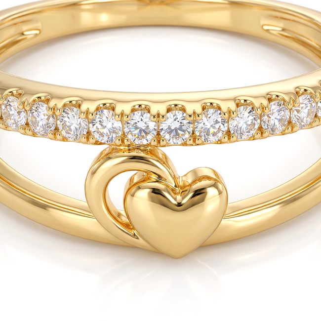 18k gouden ring met hartje en zirkonia band