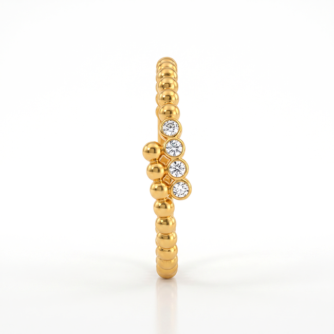 22 Karaat Roodgouden Ring met vier Zirkonia