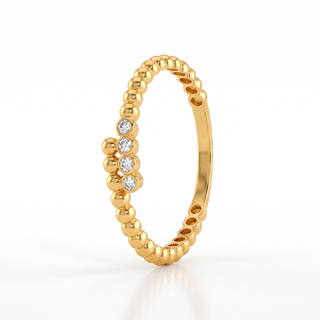22 Karaat Roodgouden Ring met vier Zirkonia