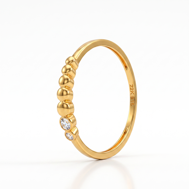 22k Roodgouden Ring met Zirkonia Accenten