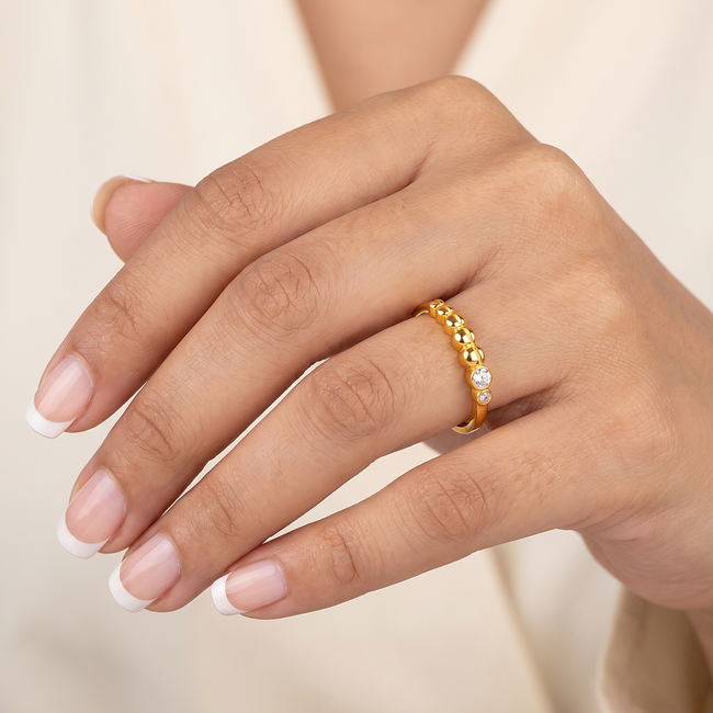 22k Roodgouden Ring met Zirkonia Accenten