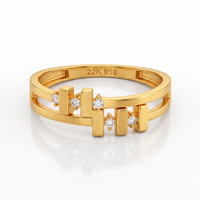 22 Karaat Roodgouden Dubbele Ring met Zirkonia