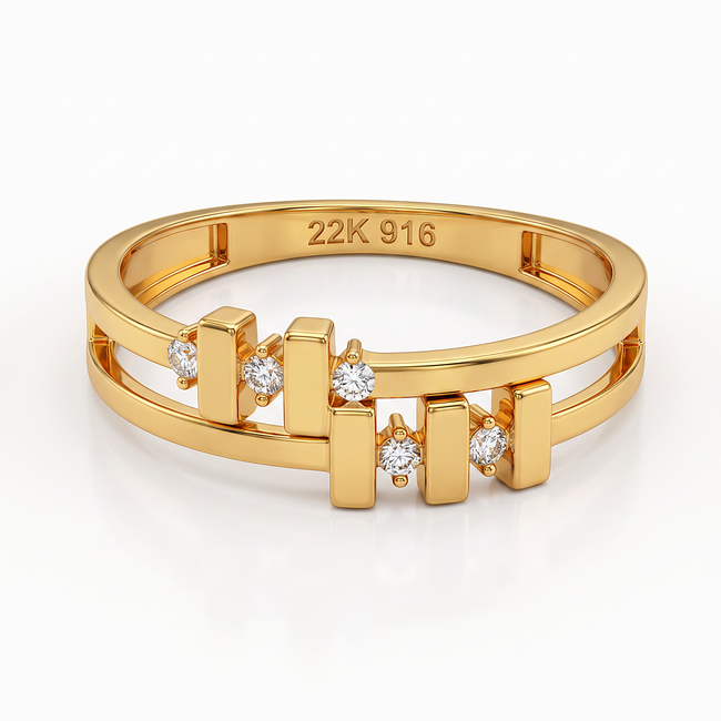 22 Karaat Roodgouden Dubbele Ring met Zirkonia