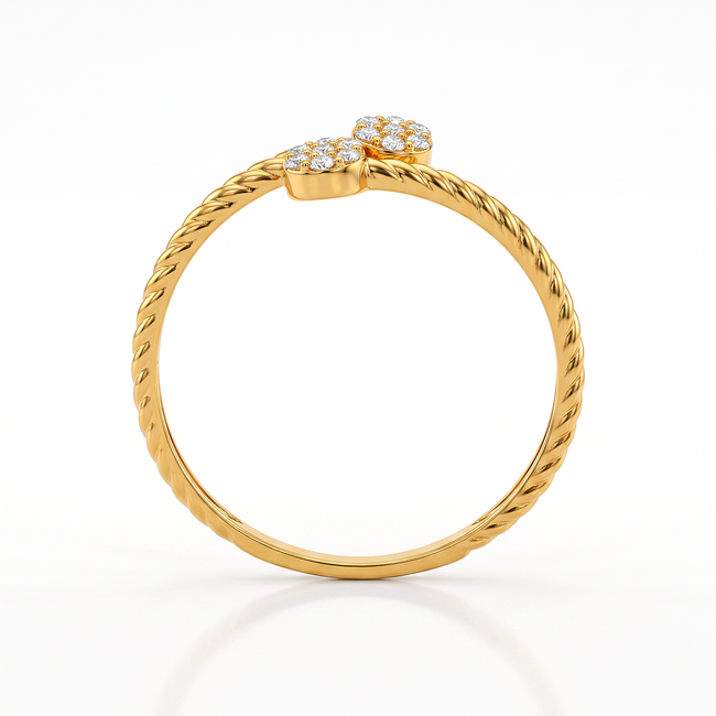 Roodgouden ring met dubbele bloem en zirkonia's