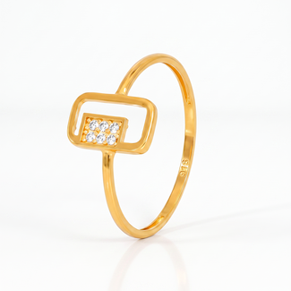 Gouden Ring met Zirkonia Vierkant Design