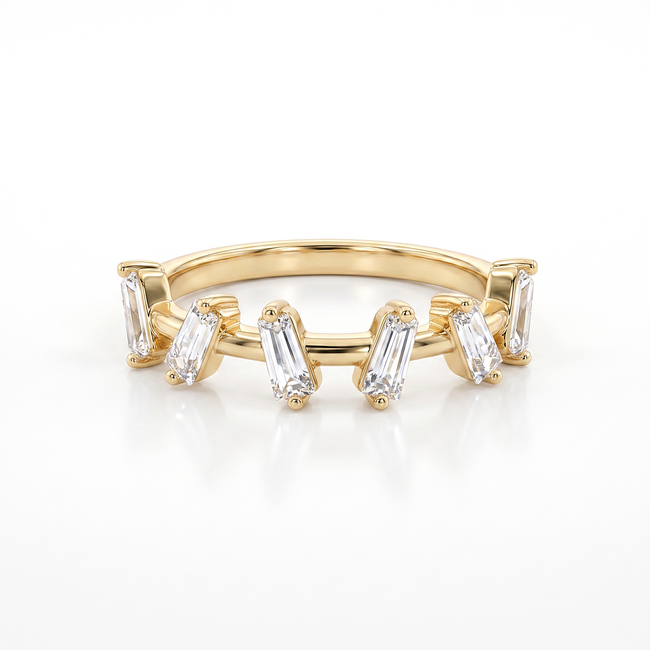 14k gouden ring met baguette geslepen zirkonia’s