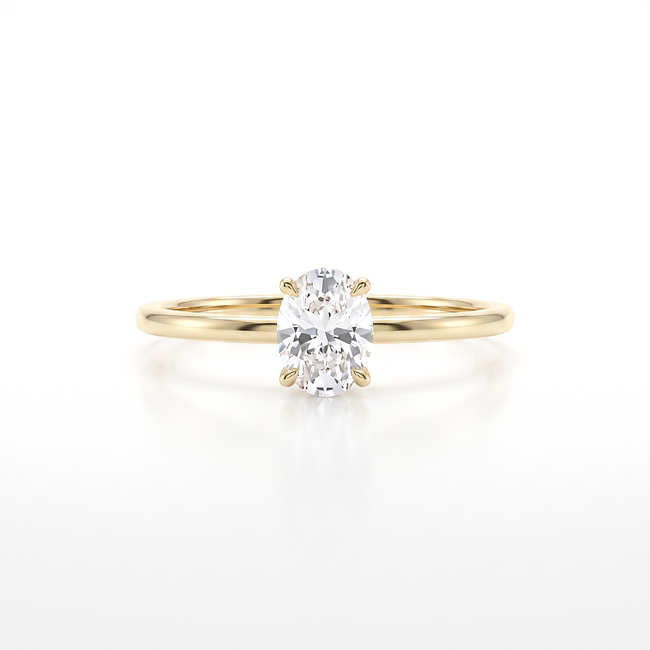 14 karaat gouden ring met ovale zirkonia steen