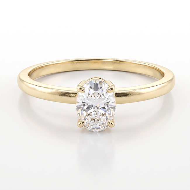 14 karaat gouden ring met ovale zirkonia steen