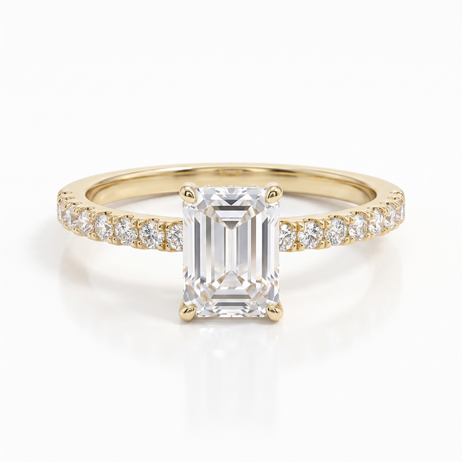 14 karaat Gouden ring rechthoekige zirkonia