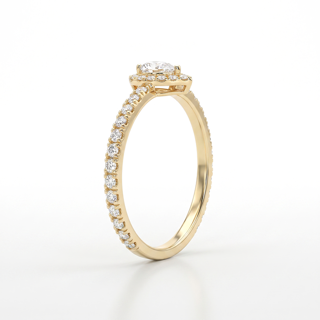 14k gouden ring met een druppelvormige zirkonia
