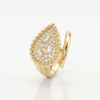 Brede gouden ring met steentjes