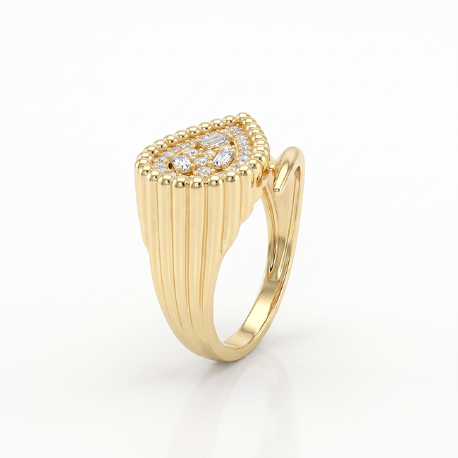 14 karaat gouden ring met zirkonia steentjes
